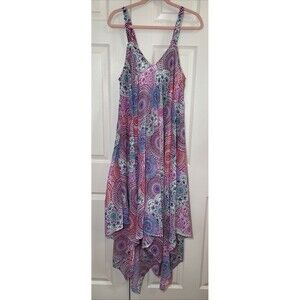 Lapogee Mandala Medallion Sleeveless Flowy Lined dress / coverup Boho Sz XL
